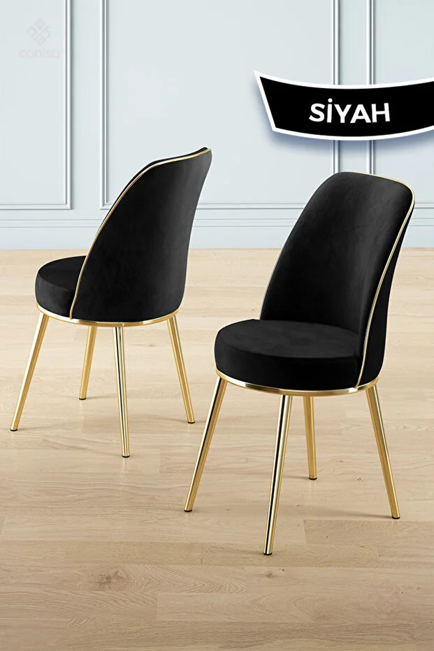 Pefa Serisi 1 Adet Gri Mutfak Sandalyesi Gold Kaplama Metal Ayak 1. Sınıf Babyface Kumaş 2